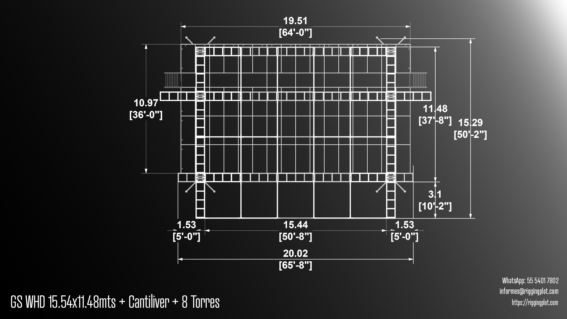 RENTA DE GROUND SUPPORT WHD 15.54x12.00 CON CANTILIVER DE 6 TORRES CANCÚN